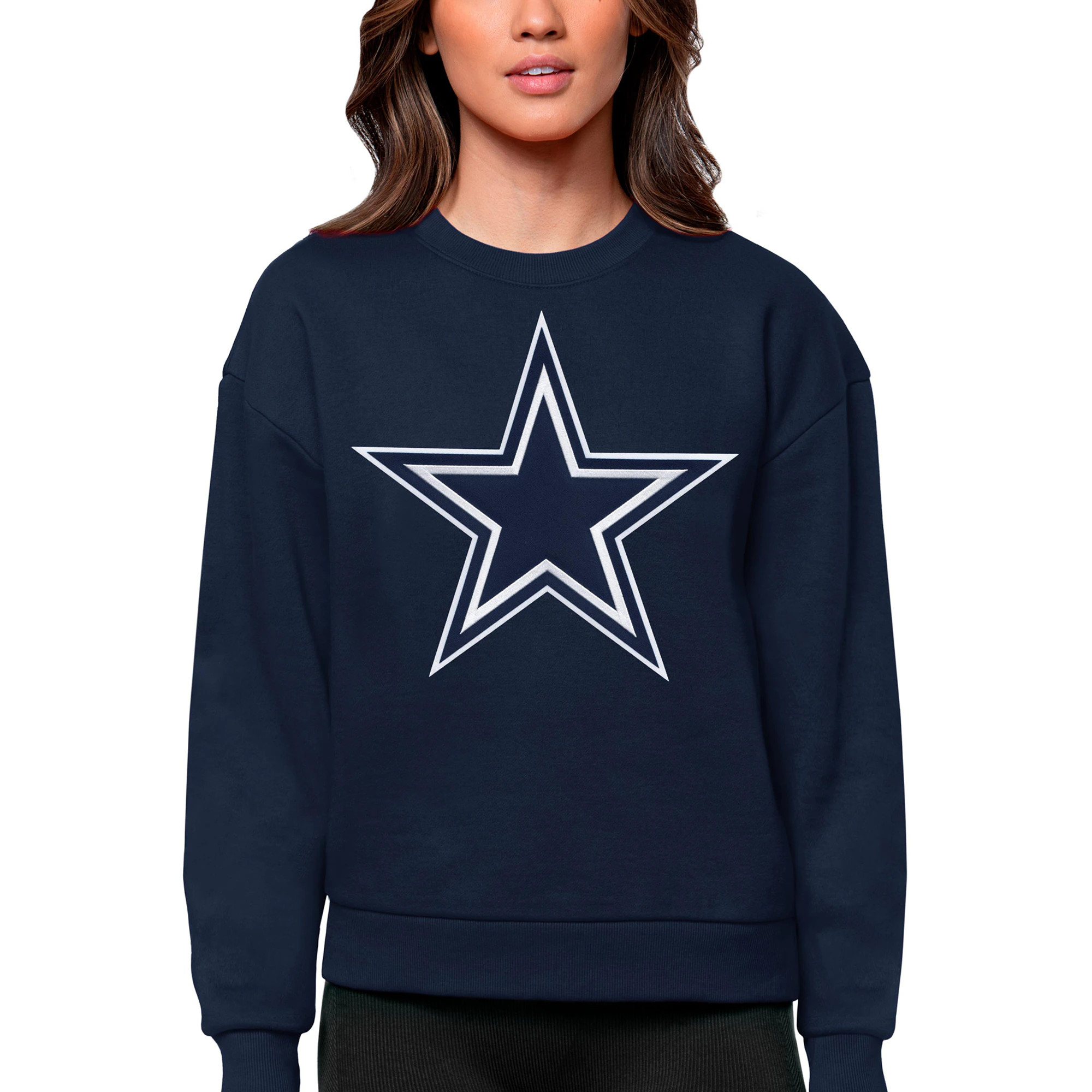 Women's Dallas Cowboys Antigua Navy Victory Logo Pullover Sweatshirt | NFL Shop