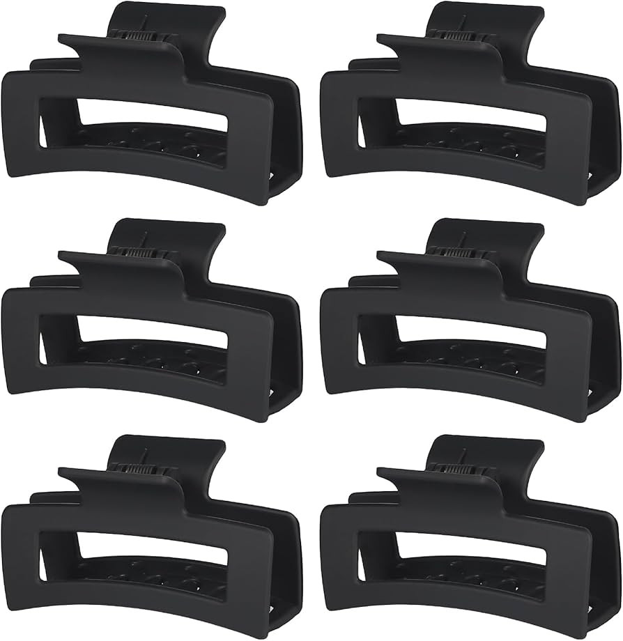 Sisiaipu 3.5 Inch Medium Hair Claw Clips 6 Pack Hair Clips for Women Square Claw Clips Rectangle ... | Amazon (US)