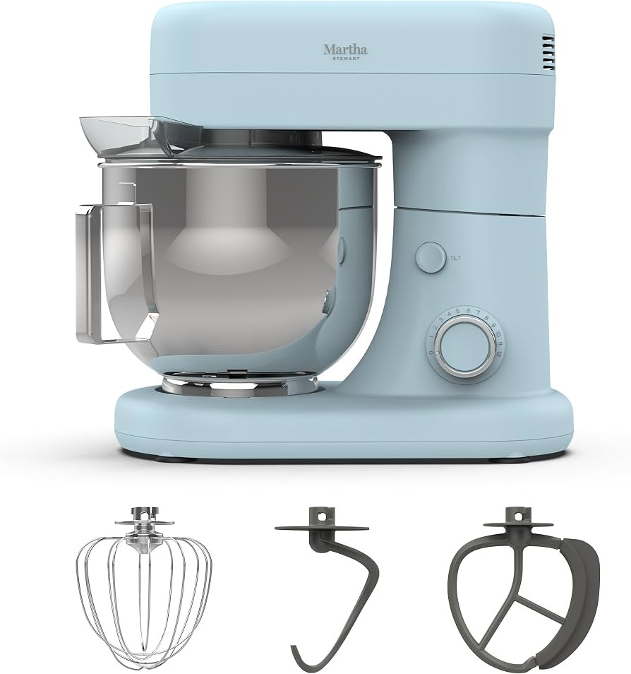 Martha Stewart Tilt-Head Stand Mixer, 12 Speed, 5.3QT Stainless Steel Bowl, Splash Guard with P... | Amazon (US)