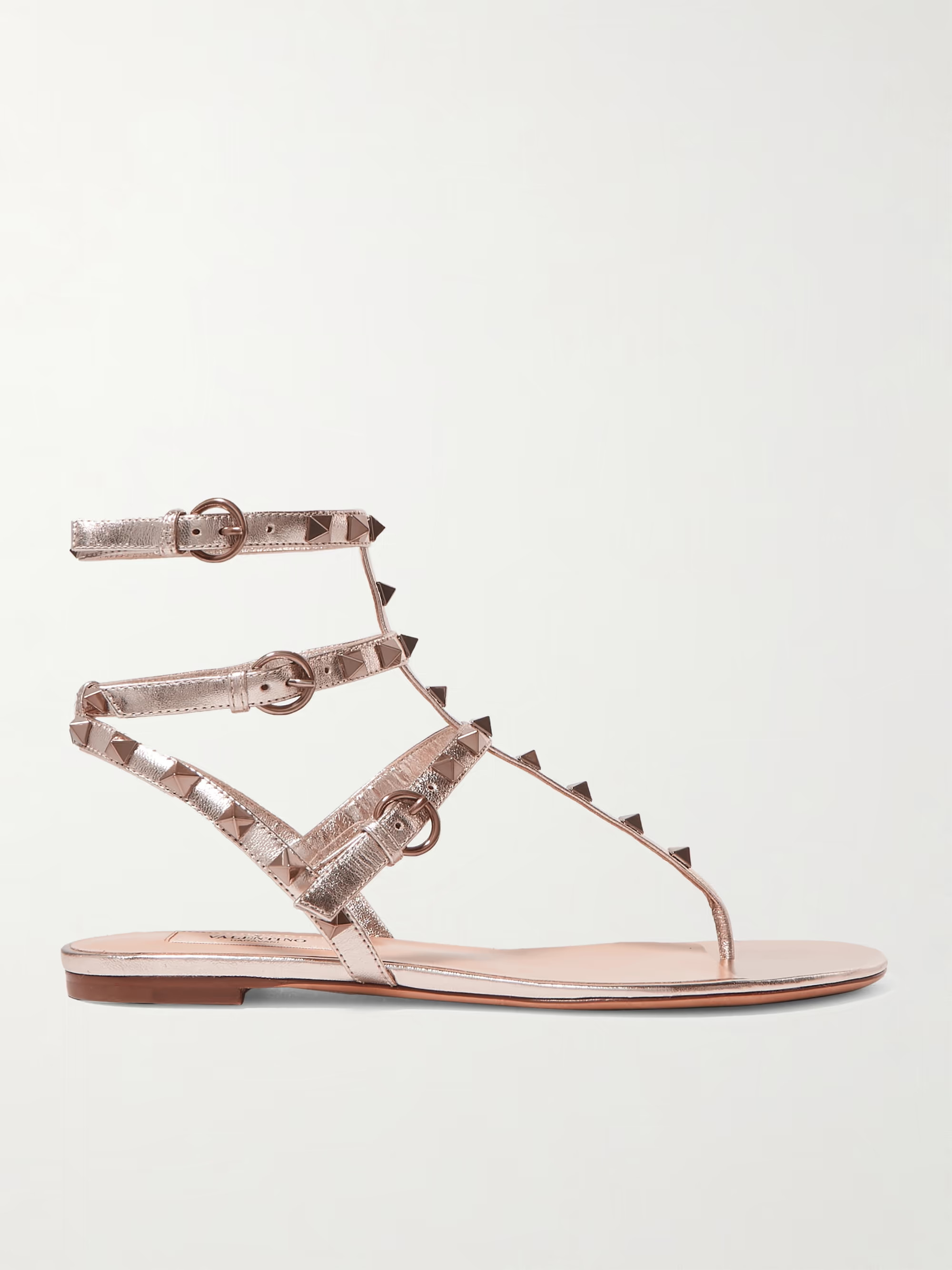 Valentino Garavani Rockstud metallic leather sandals | NET-A-PORTER (UK & EU)