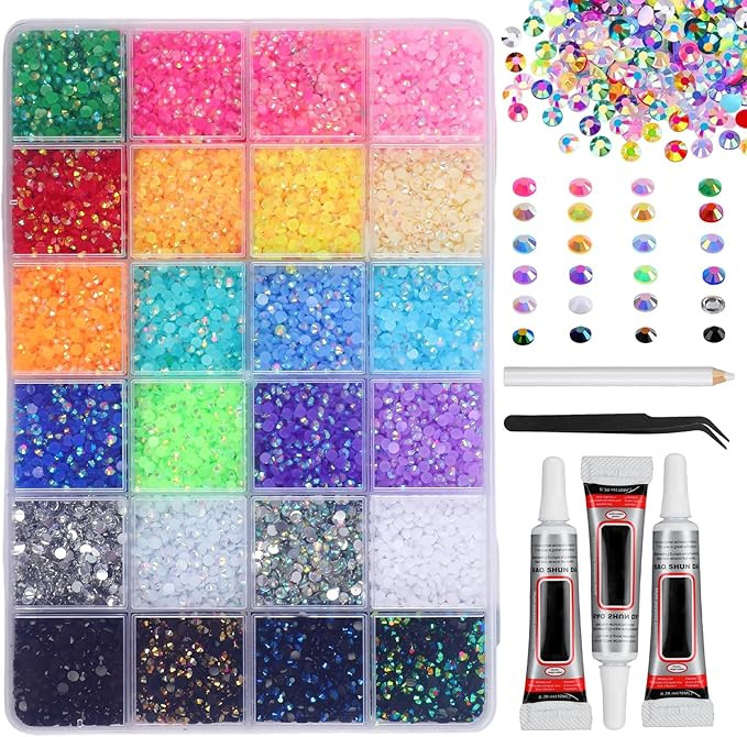 32000Pcs Resin Jelly Rhinestones for Bedazzling, 3mm Multicolor Flatback Gems DIY Resin Rhineston... | Amazon (US)