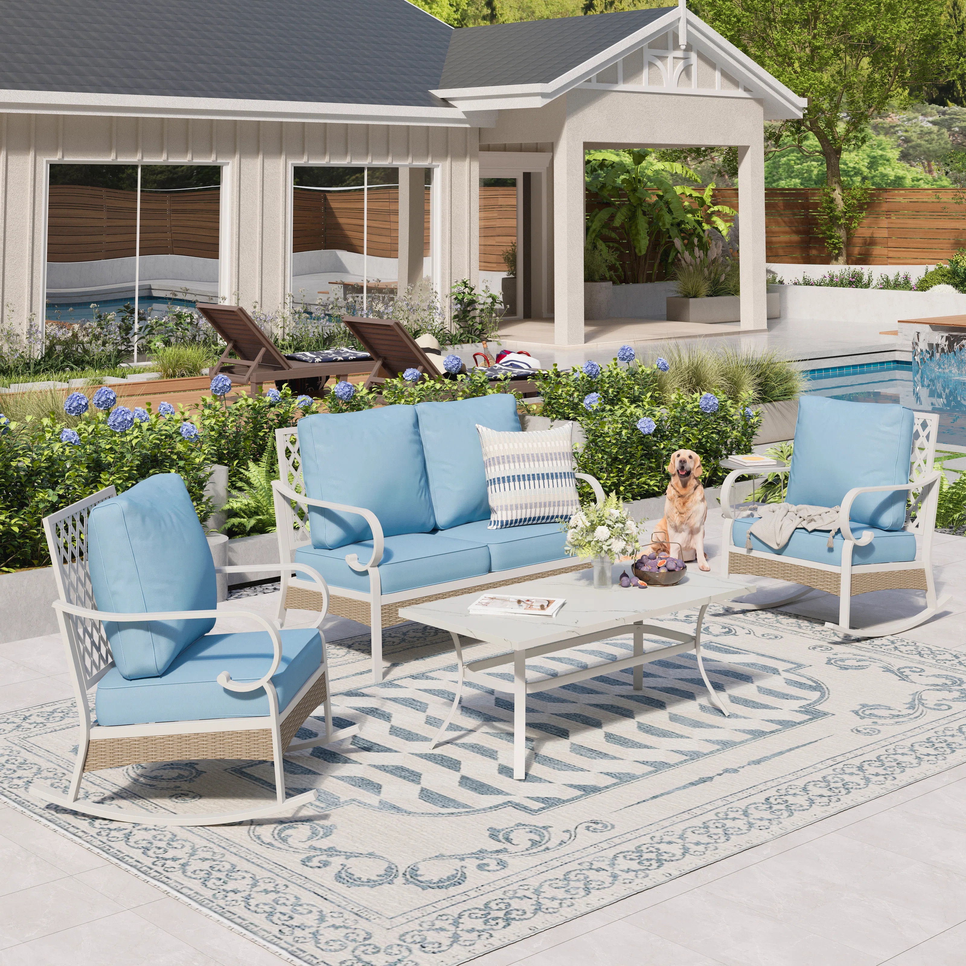 Tapasi 4-Person Patio Furniture Set with Rocking Lounge Chairs | Wayfair North America