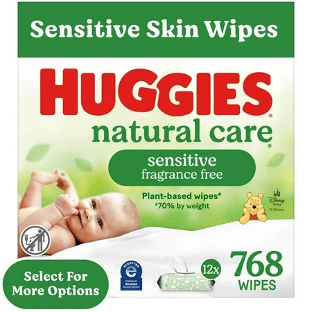 Huggies Natural Care Sensitive Baby Wipes, Unscented, 12 Flip-Top Packs, 768 Total Count (Select for More) | Walmart (US)