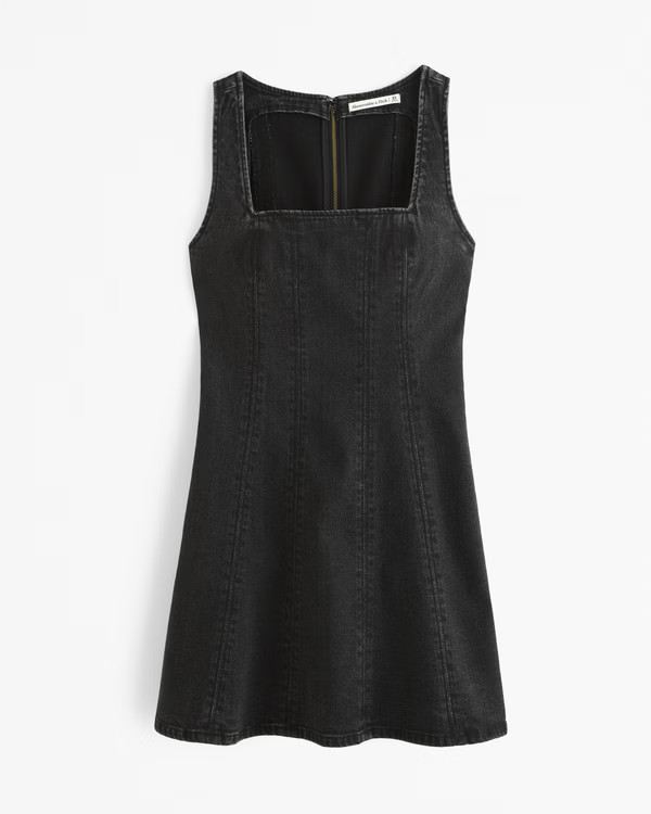 Squareneck Denim Mini Dress | Abercrombie & Fitch (US)