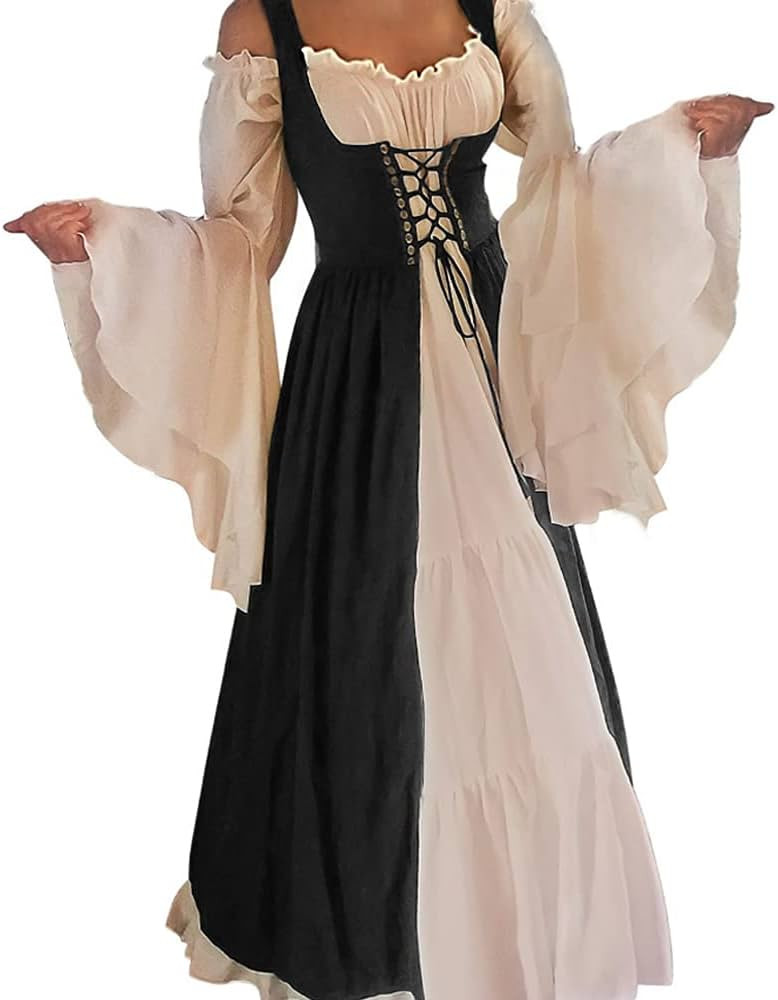 Abaowedding Womens's Medieval Renaissance Costume Cosplay Chemise and Over Dress 2X-large/3X-Larg... | Amazon (US)