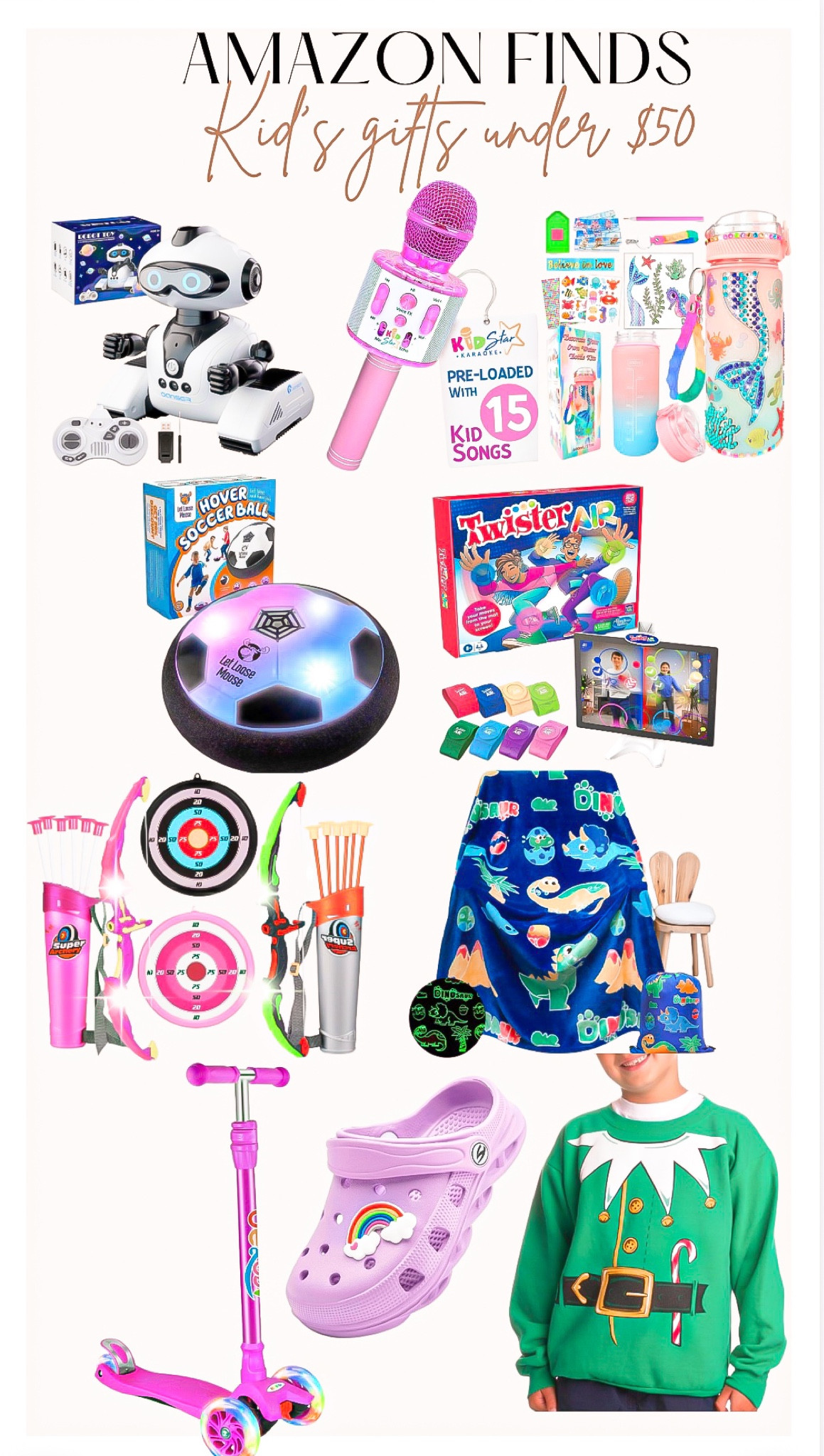 Kids gifts under $50🎁

Looking for kids gifts makes me feel so nostalgic about my Christmas’s as a kid 🎄❤️

Kids toys, gifts for her, gifts for him, kids gifts, gift guide, stocking stuffers, kids games, robot toy, kids microphone, kids water bottle, archery set, glow in the dark blanket, kids clothes , kids scooter, kids crocs, kids shoes 

#LTKGiftGuide #LTKkids #LTKHoliday