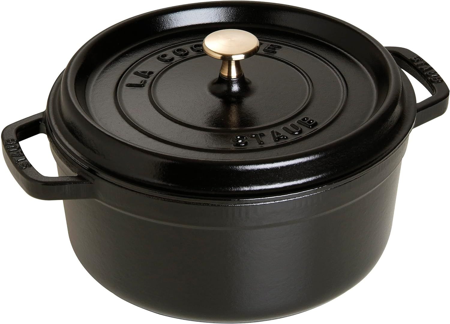 STAUB Cast Iron Round Cocotte, 28 cm, Black | Amazon (US)