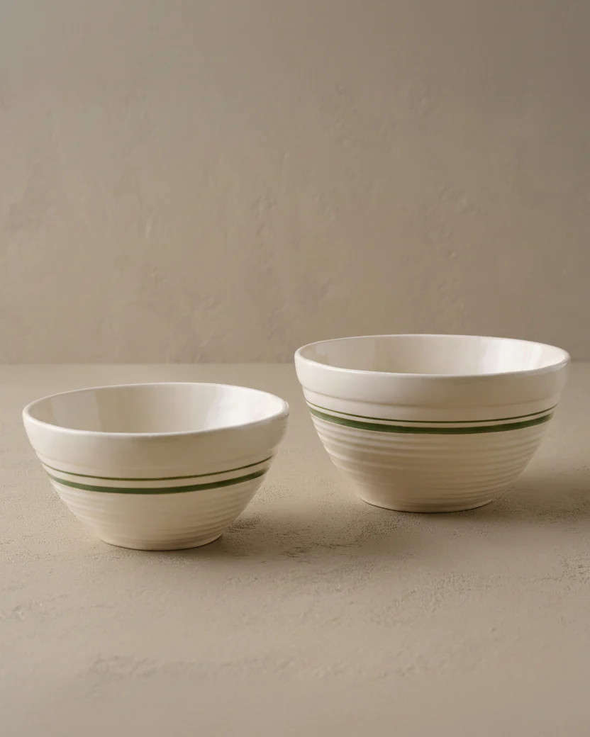 The Cottage Collection Forest Green Striped Mixing Bowl Set | Magnolia