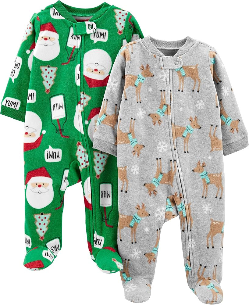 Simple Joys by Carter's Unisex Babies' Holiday Fleece Footed Sleep and Play, Pack of 2 | Amazon (US)