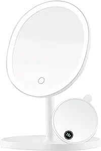 Ovente Lighted Makeup Mirror with Magnification, Rechargeable 8.5'' Vanity Table Top with Storage... | Amazon (US)
