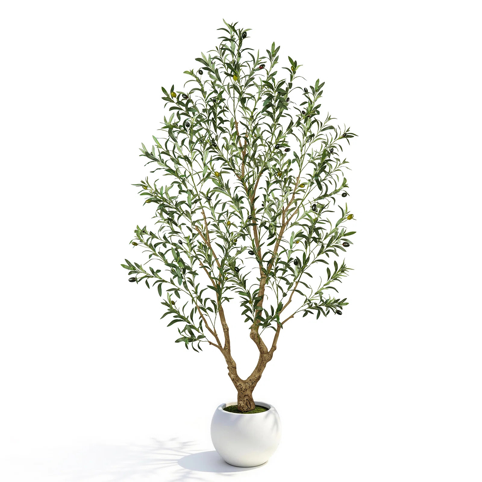 Artificial Olive Tree With Fruit In White Planter,Fake Potted Topiary Tree For Home & Office, 5 / 6 / 7 /8 Feet | Wayfair North America