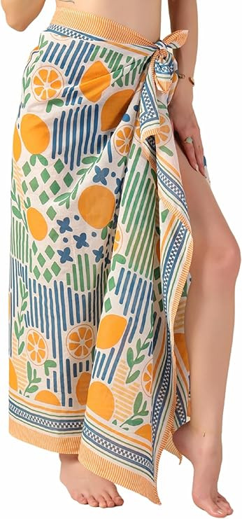100% Cotton Sarong Cover Up for Women Indian Block Print Beach Wrap Skirt Long Boho Swimsuit Biki... | Amazon (US)