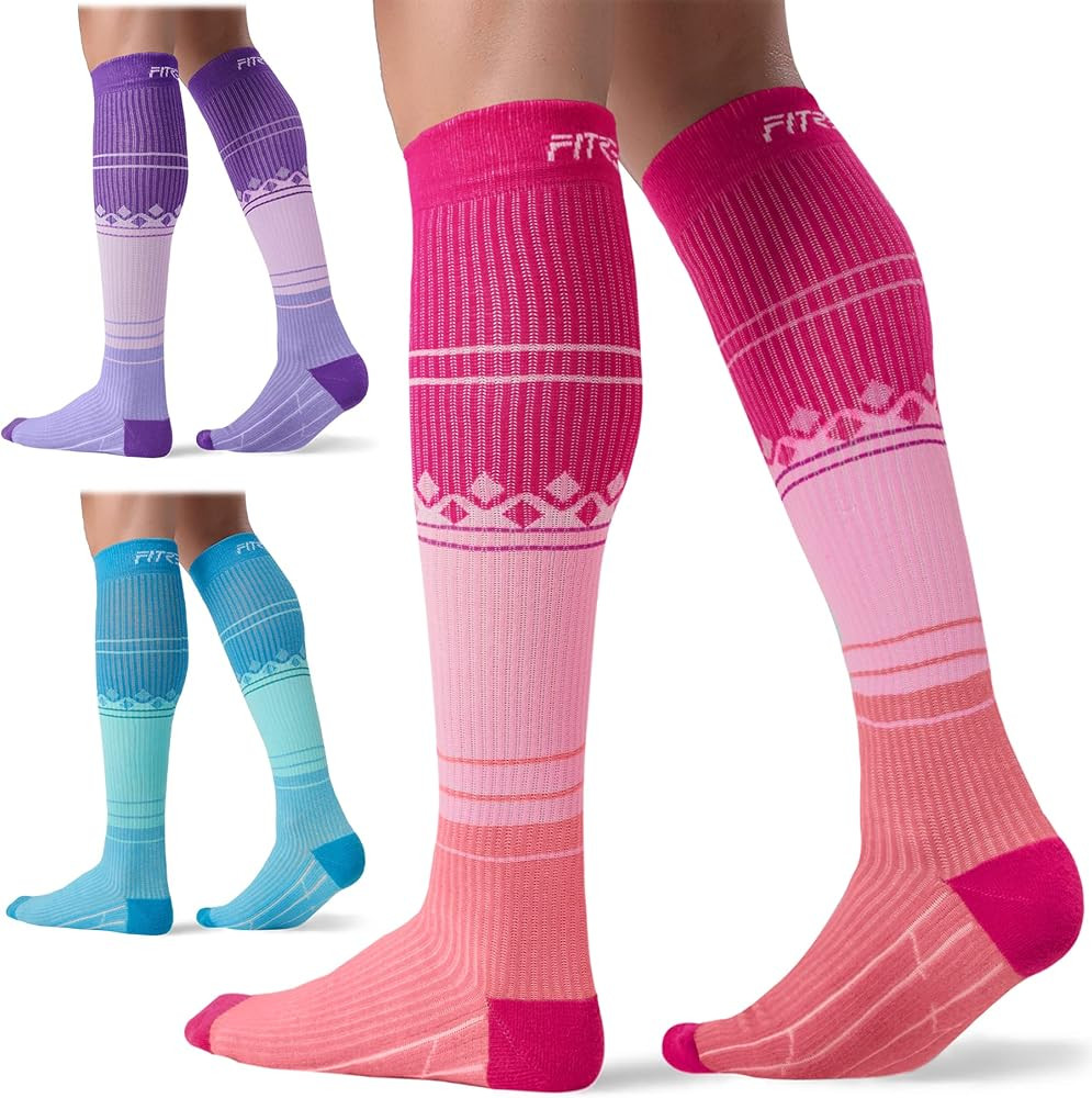 FITRELL 3 Pairs Compression Socks for Women and Men 20-30mmHg-Circulation Support Socks | Amazon (US)