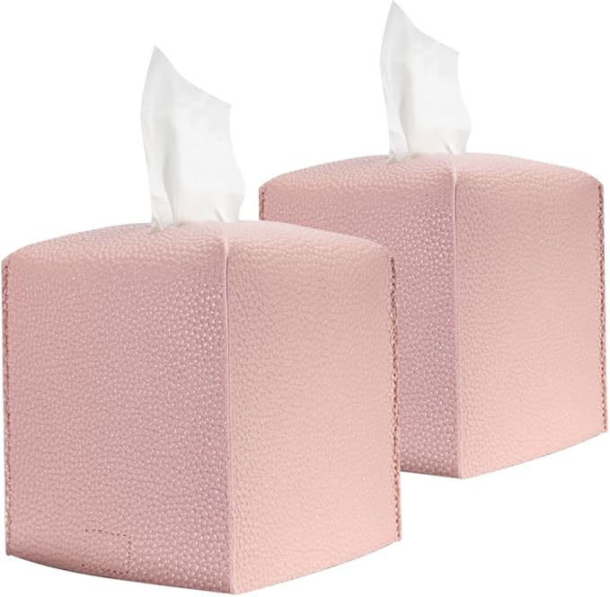 HOMOTEK 2 Pack Tissue Box Cover, Square PU Leather Tissue Holder, Decorative Facial Tissue Cube P... | Amazon (US)