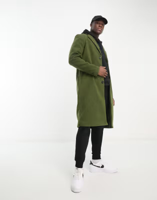 Bolongaro Trevor long wool duster coat in khaki | ASOS (Global)