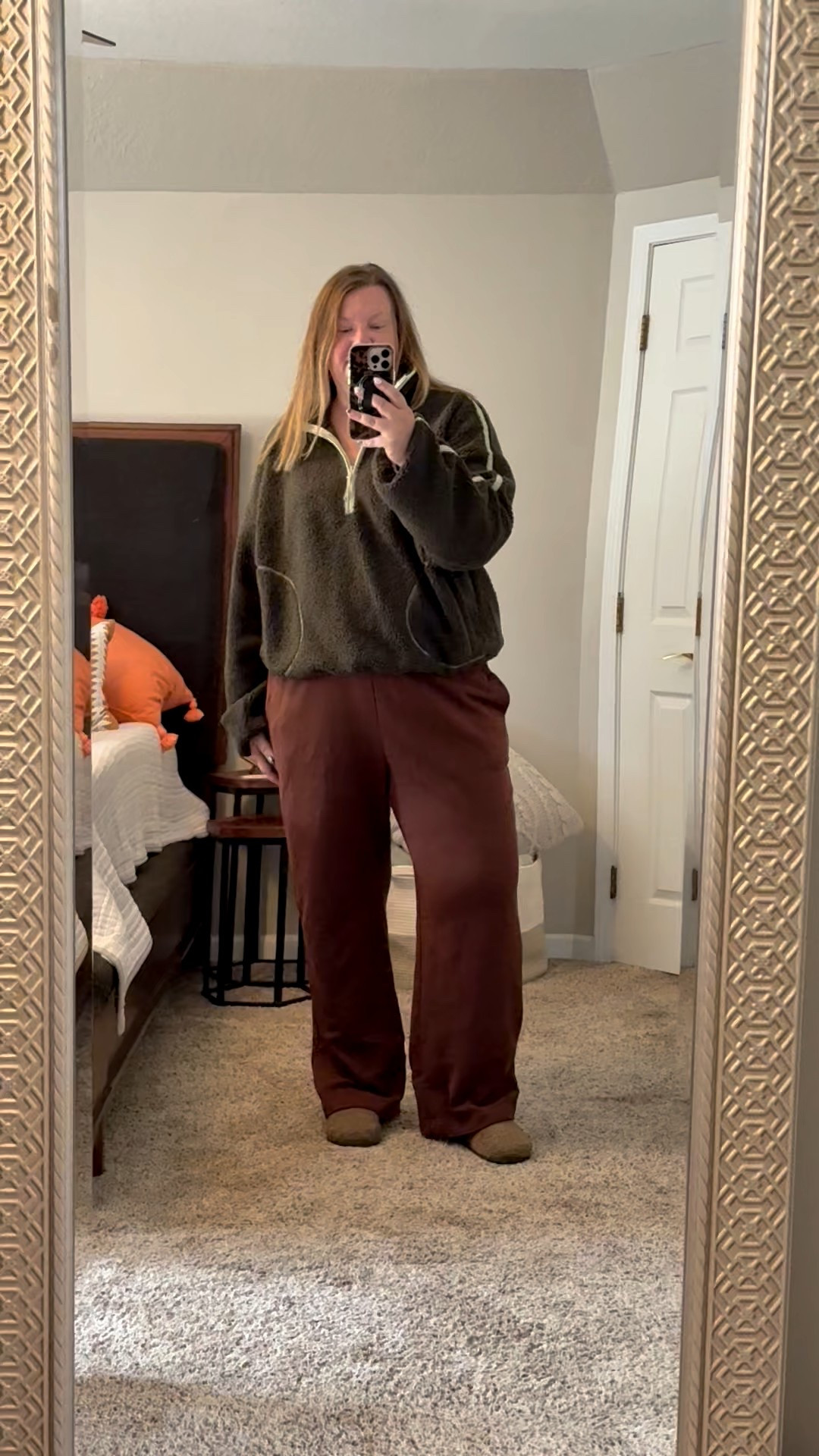 Sherpa half zip Top xxl
Sweatpants xl

Comfy casual. Loungewear. Fall cozy  

#LTKOver40 #LTKMidsize #LTKActive