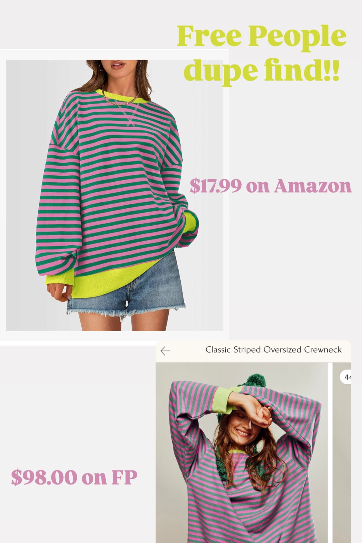 Free people Amazon dupe!!! $17.99 on Amazon vs $98.00 on free people 🤯 #amazondupe #freepeopledupe 