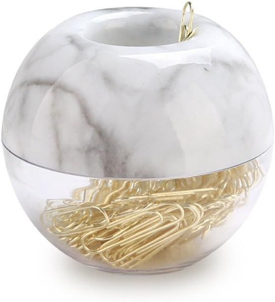 MultiBey Gold Paper Clips in Elegant Magnetic Marble White Clip Holder, 28mm, 100 Clips per Box | Amazon (US)
