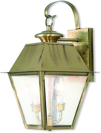 Livex Lighting 2165-01 Transitional Two Light Outdoor Wall Lantern from Mansfield Collection Fini... | Amazon (US)