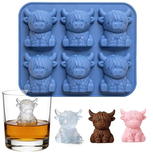 2 Pack Mini Highland Cow Ice Cube Tray, 6-Cavity Silicone Tray for Whisky | Amazon (UK)