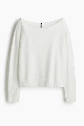 H & M - Off-the-Shoulder Sweater - White | H&M (US + CA)