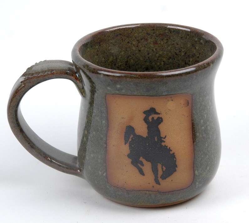 Bucking Bronco Cowboy 14oz Coffee Mug on Seamist Glaze Oven, Dishwasher & Microwave Safe Mug - Ki... | Etsy (US)