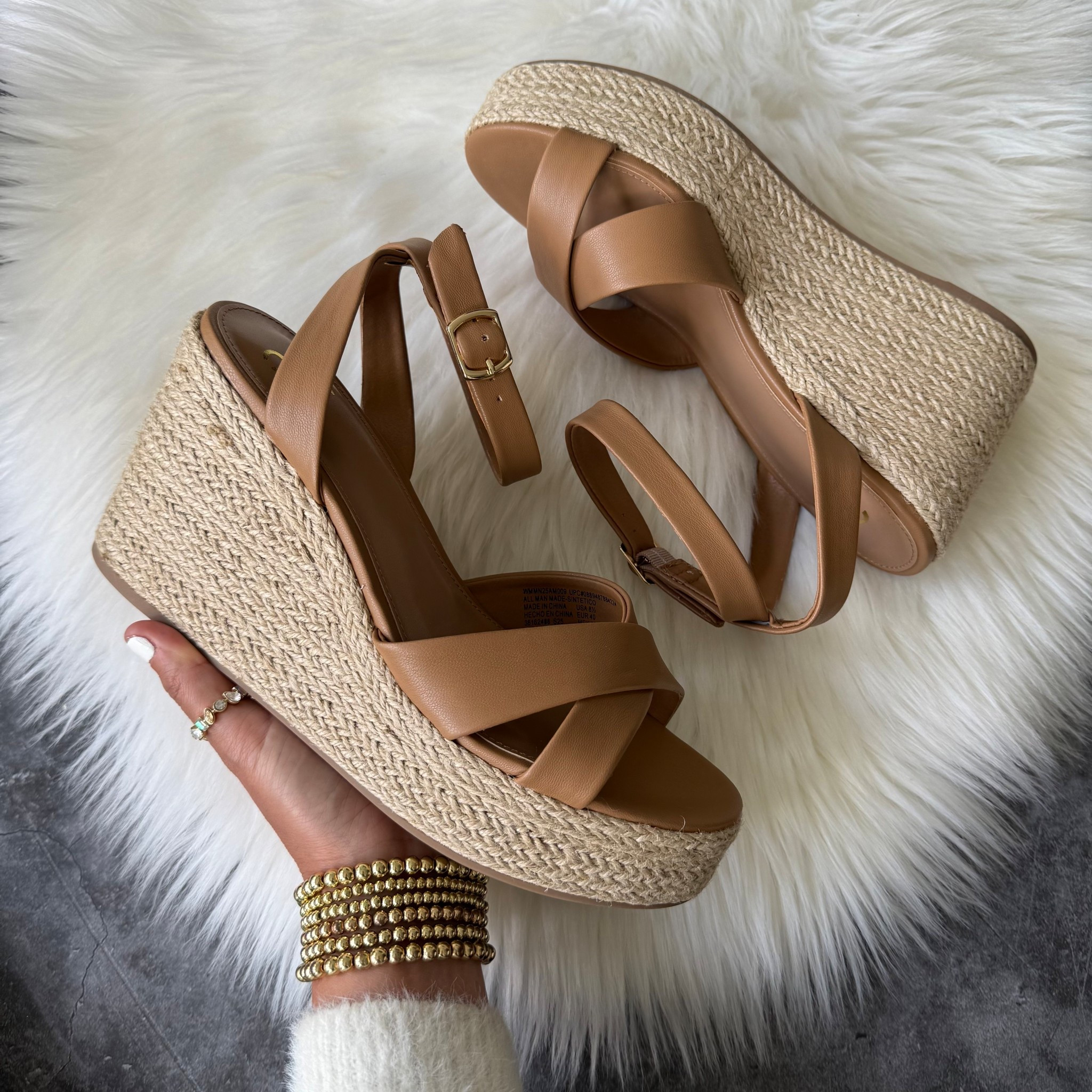 Madden NYC Women’s Strappy Wedge Sandals $28 size up 1/2 size
