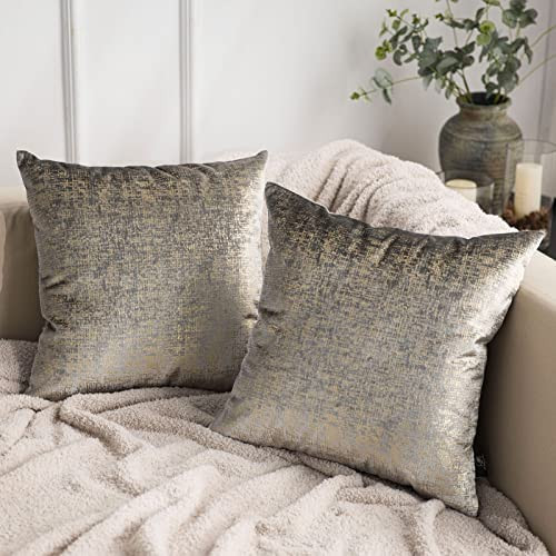 Phantoscope Pack of 2 Sparkling Velvet Decorative Throw Pillow Covers Soft Gold Glitter Square Cu... | Amazon (US)
