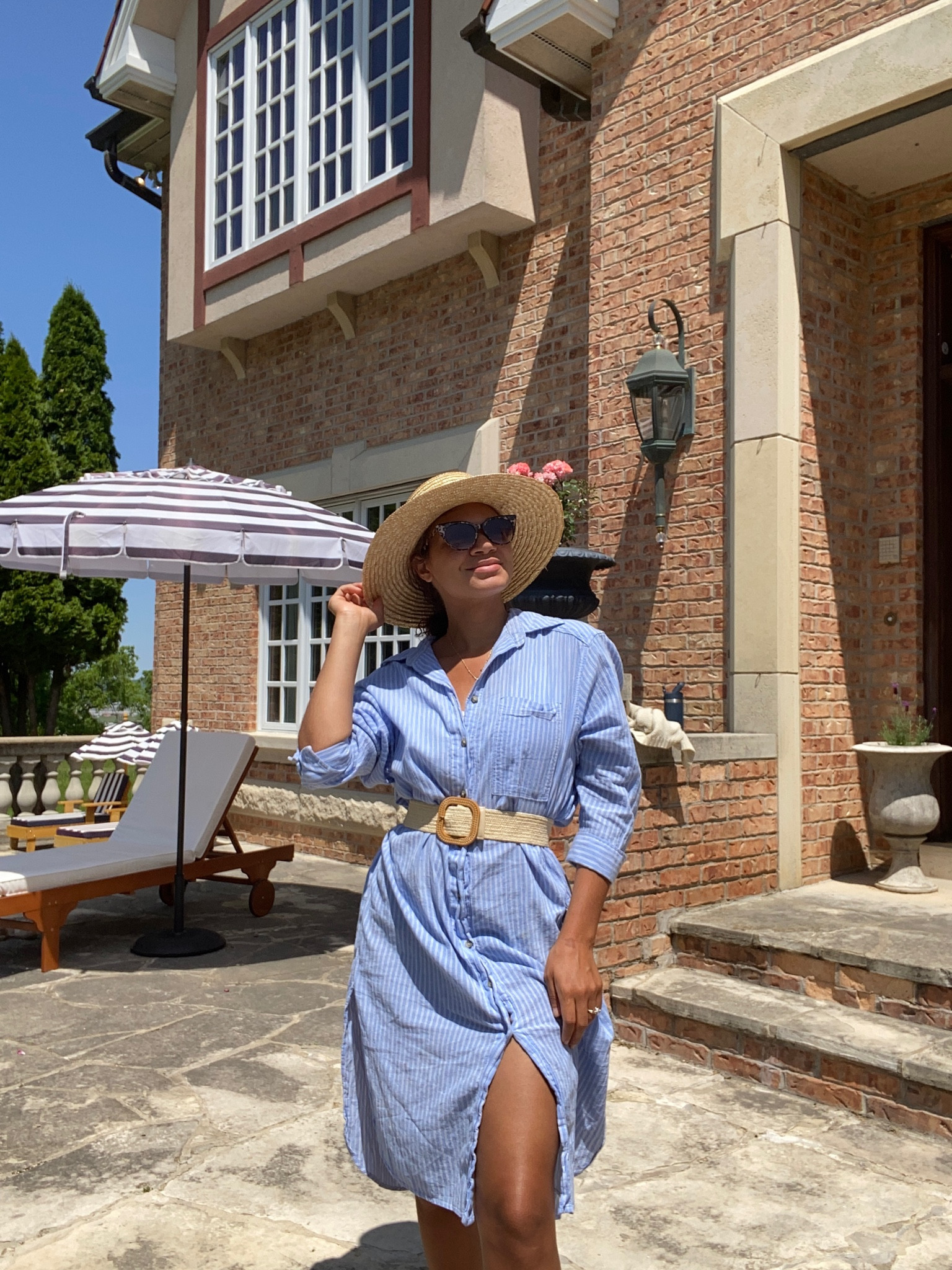 Straw hat, oversized shirt dress, straw belt, and straw hat. Great summer outfit idea!

#LTKFind #LTKstyletip #LTKunder100