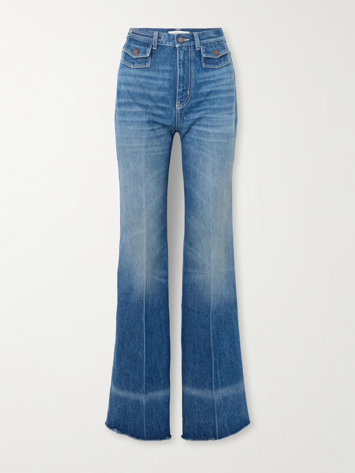 Chloé - Frayed High-rise Flared Jeans - Blue | NET-A-PORTER (UK & EU)
