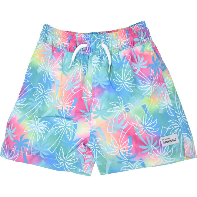 UPF 50+ Wesley Swim Trunks With Mesh Liner, Palm Paradise Blue | Maisonette