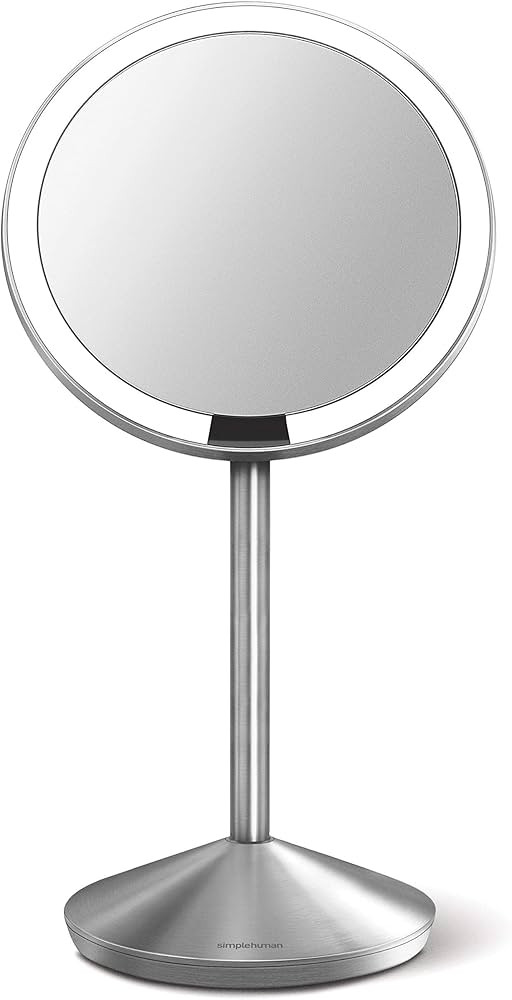 simplehuman 5" Round Rechargeable Mini Travel Sensor Makeup Mirror, 10x Magnification, Brushed St... | Amazon (US)