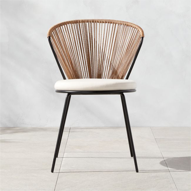 Peek Rattan Outdoor Dining Chair with Ivory Sunbrella® Cushion | CB2