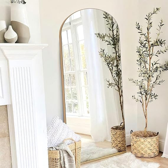 Amazon.com: NeuType Arched Full Length Mirror, 71"x28"Full Body Mirror, Wooden Thin Frame, Hangin... | Amazon (US)
