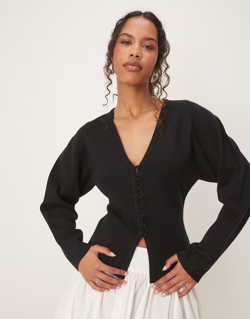 GINA TRICOT compact knit cardigan in black | ASOS (Global)