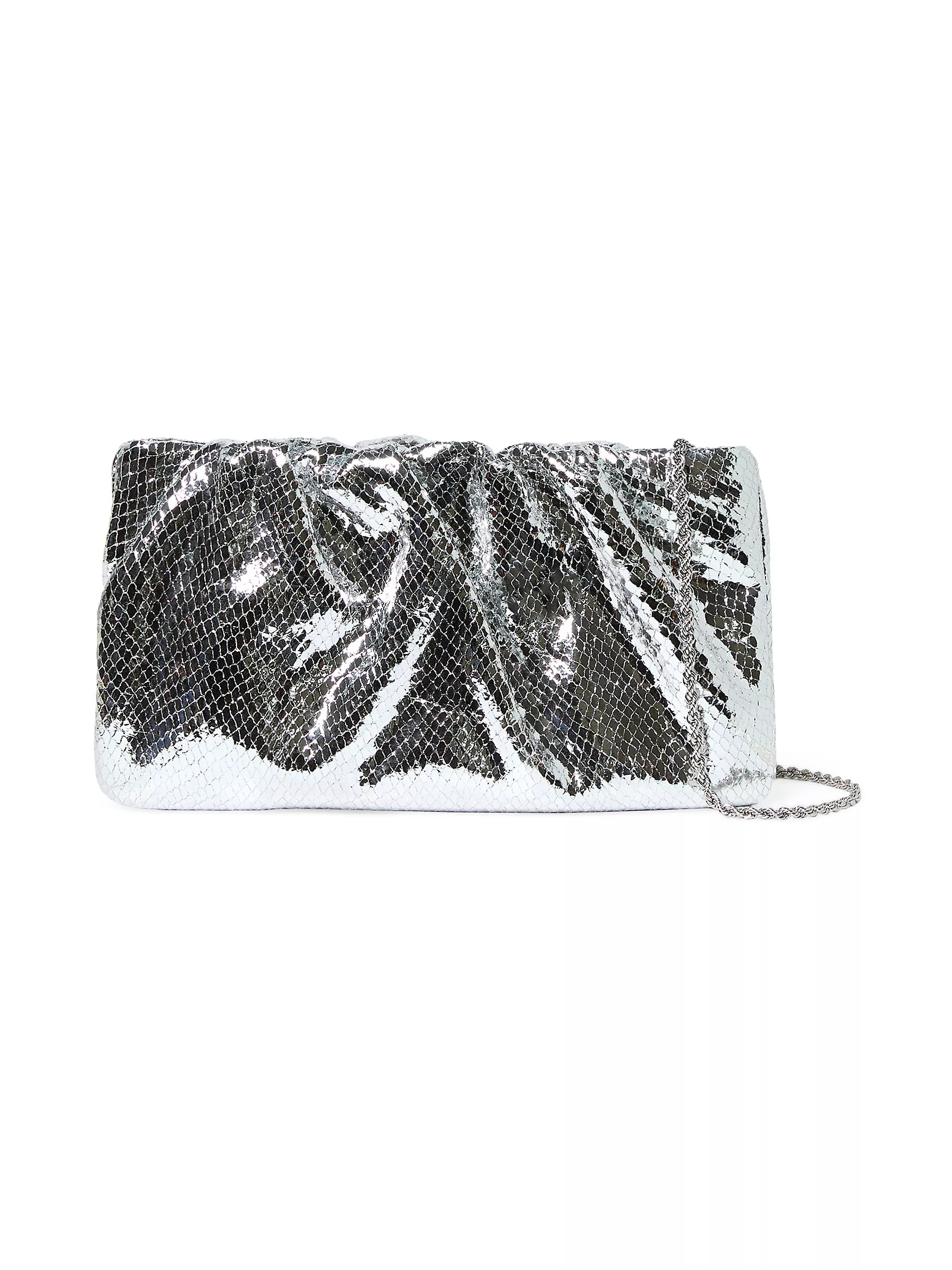 Serena Snake-Embossed Gathered Leather Clutch | Saks Fifth Avenue