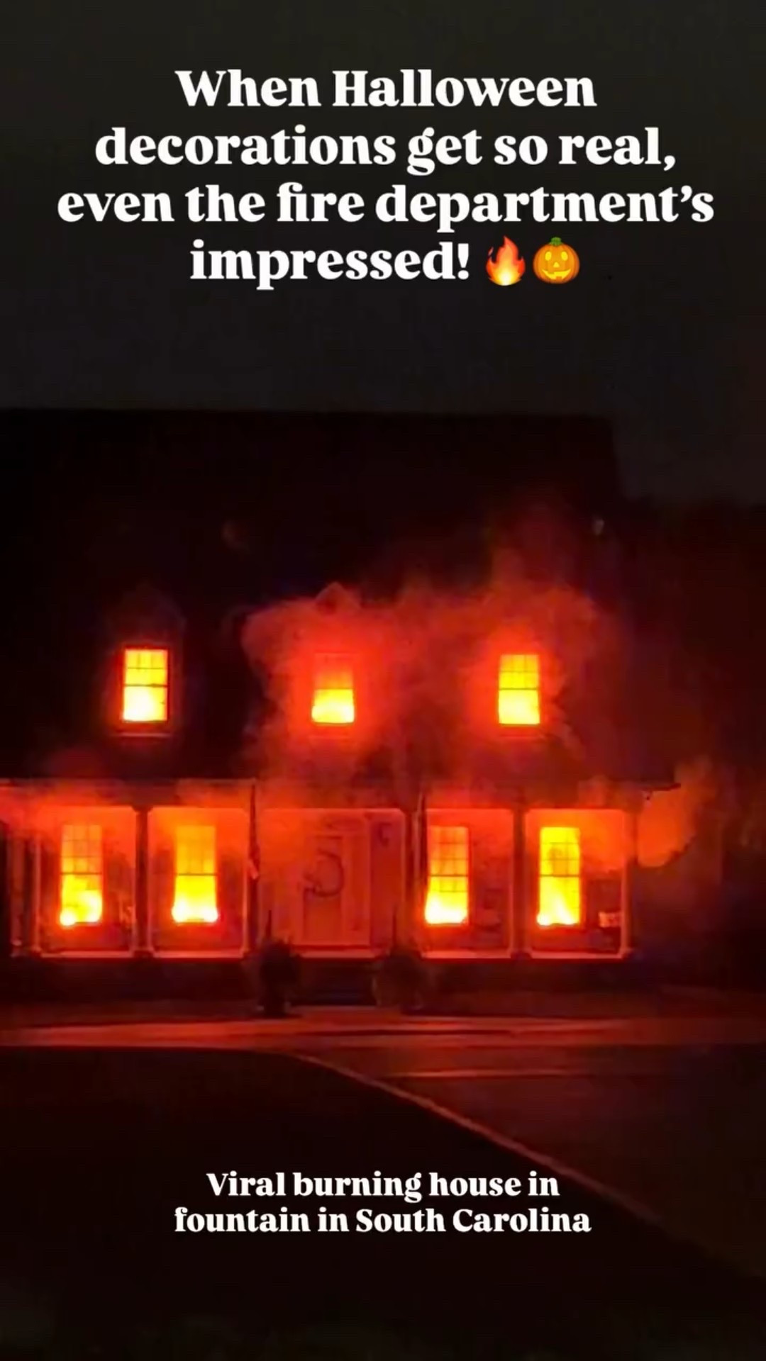 This South Carolina home took Halloween 🎃 decorating to fiery new heights — and turned it into a fire safety lesson! 🔥🏠”

This house in Fountain Inn, South Carolina looks like it’s on fire! But It is not. Its a unique Halloween decoration 2025 The owners are using smoke machines and unique lighting to make it look that way. They informed the fire department ahead of time about the decorations and the city and fire chief are very excited about it.

Fire Chief Russell Alexander shared:
“Halloween is all about fun, but fire safety is serious business. A few simple steps can prevent tragedies and help keep your family safe.”
Enjoy the season, have fun decorating, and remember — safety comes first.

What do you all think of the house? Awesome! or too far?