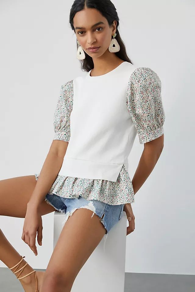 Puff-Sleeve Floral Sweater | Anthropologie (US)