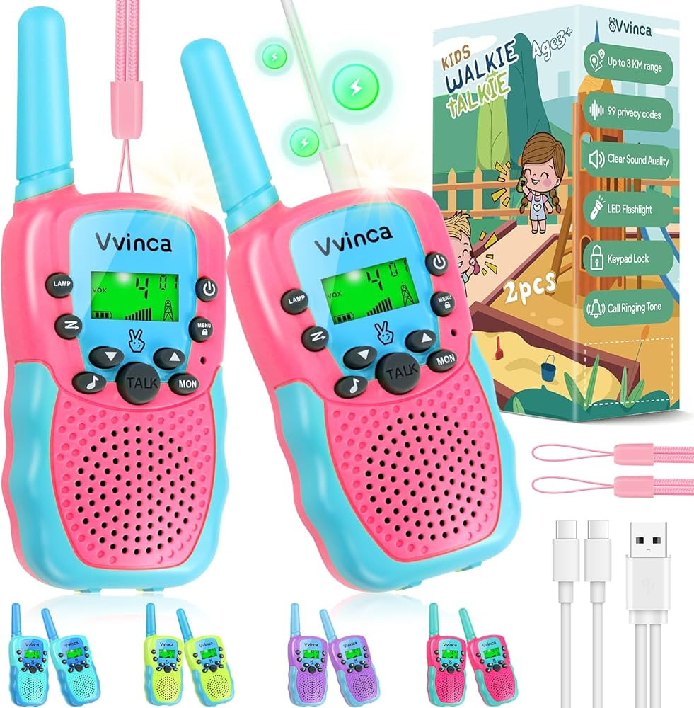 Vvinca Toys for 3-12 Year Old Girls, Rechargeable Walkie Talkies for Kids 22 Channels 2 Way Kids ... | Amazon (US)