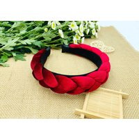 Wine Red Velvet Padded Braided Headband, Braided Flock Deep Headband, Aliceband, Velvet Headband, Ve | Etsy (US)