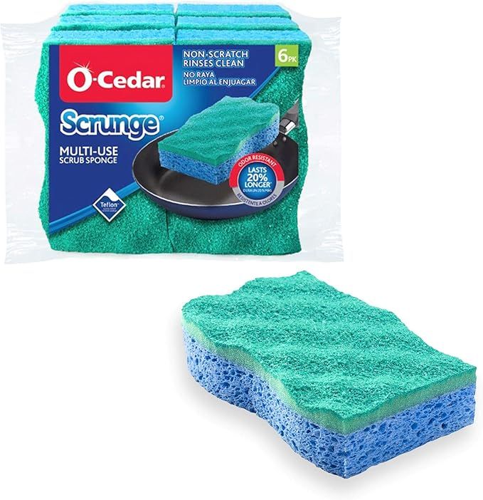 O-Cedar Scrunge Multi-Use (Pack of 6) Non-Scratch, Odor-Resistant All-Purpose Scrubbing Sponge Sa... | Amazon (US)