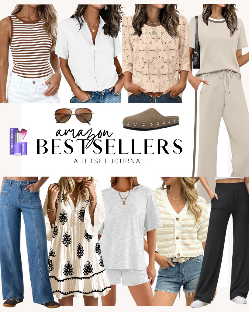 This new Amazon Bestsellers list includes a few popular finds that everyone is raving about. You can put together a chic outfit based on this collection with a striped PRETTYGARDEN high-neck tank top that pairs well with black high-waisted leggings. People are also loving this WIHOLL two-piece lounge set for a clean look. I also added these retro-styled aviator sunglasses and a Wonderskin cream blush stick.

#LTKSeasonal #LTKSaleAlert #LTKTravel
 

 