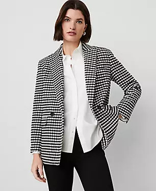 The Checked Relaxed Double Breasted Blazer | Ann Taylor