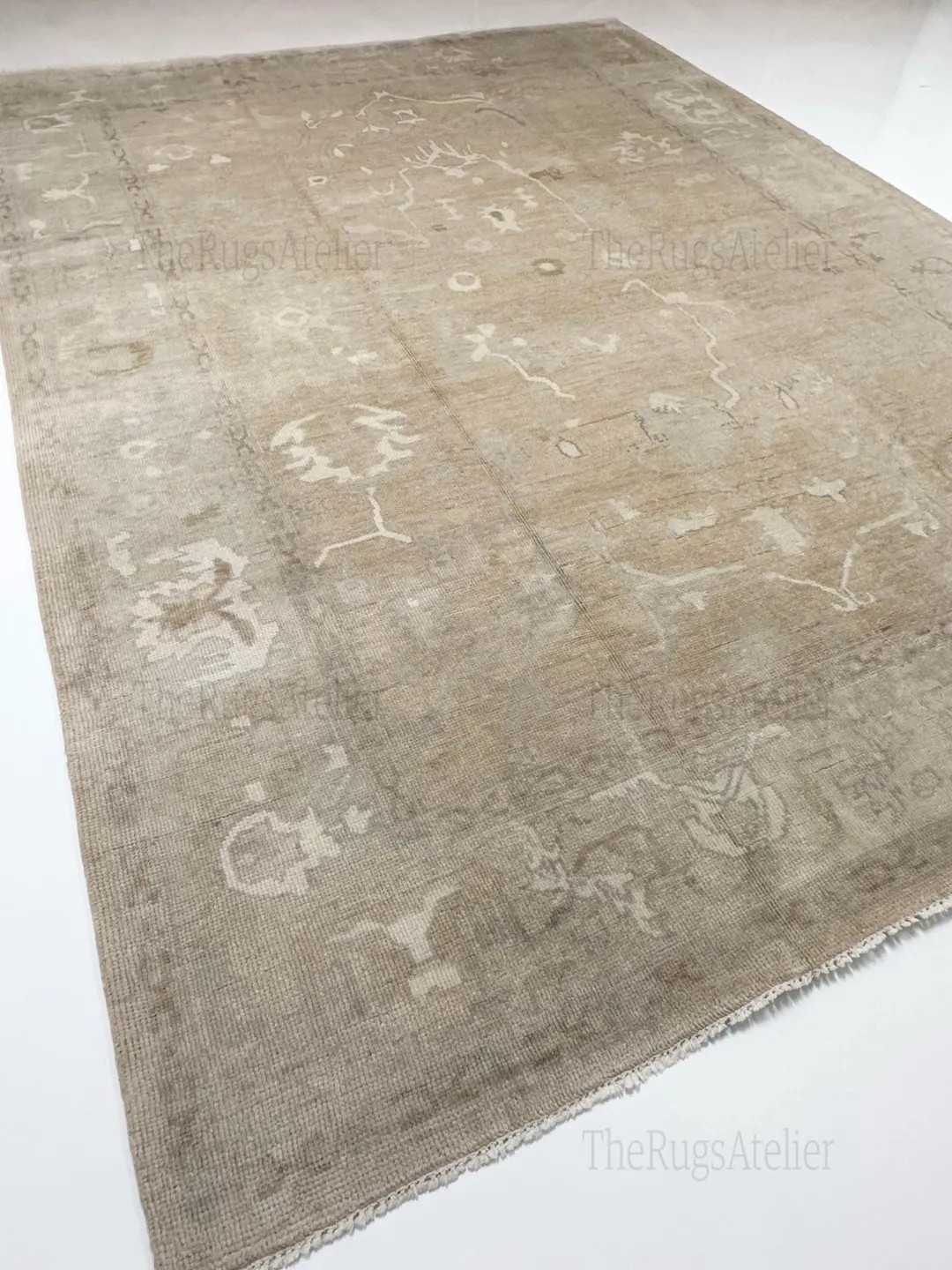 Artisan Hand Knotted Oushak Wool Rug, Antique Brown&gold Muted Vintage Design, Handmade Tradition... | Etsy (US)