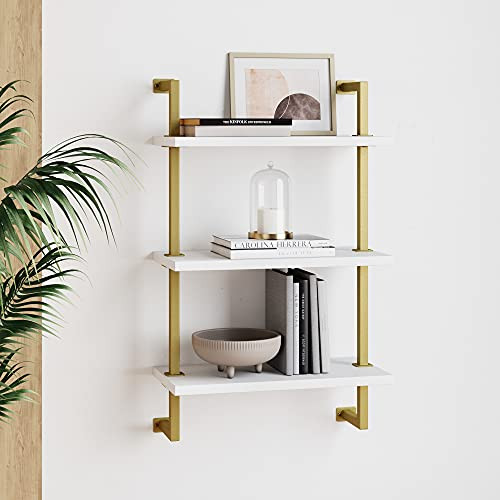 Nathan James Theo 3-Shelf Small Bookcase, Floating Wall Mount Bookshelf with Wood and Industrial ... | Amazon (US)