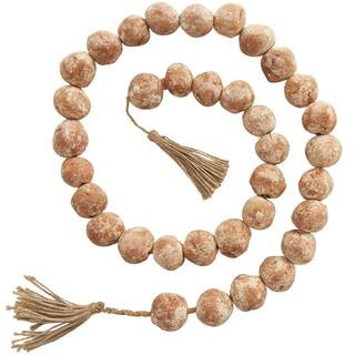 Litton Lane Brown Handmade Ceramic Round Intricately Shaped Large Distressed Beaded Garland with ... | The Home Depot