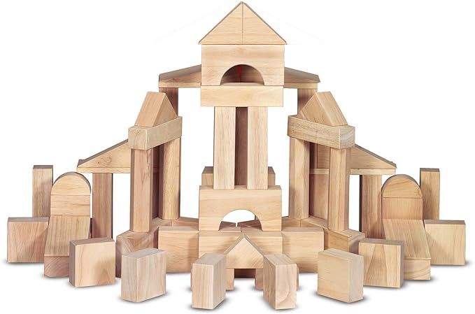 Melissa & Doug Standard Unit Solid-Wood Building Blocks With Wooden Storage Tray (60 pcs) - Class... | Amazon (US)