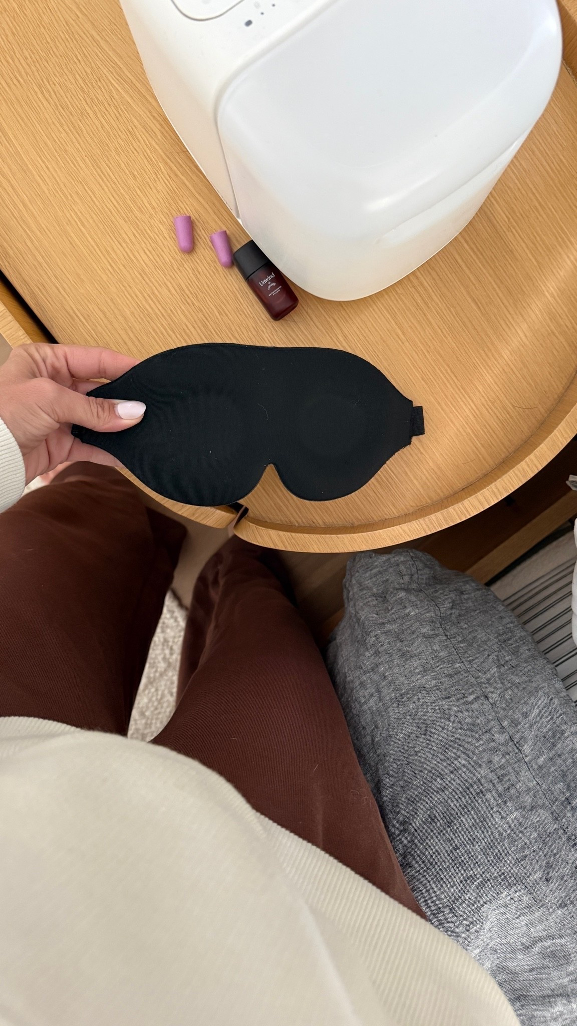 Slept so good when I used this eye mask that’s cushioned and these soft ear plugs for sleeping plus ran my humidifier all night!