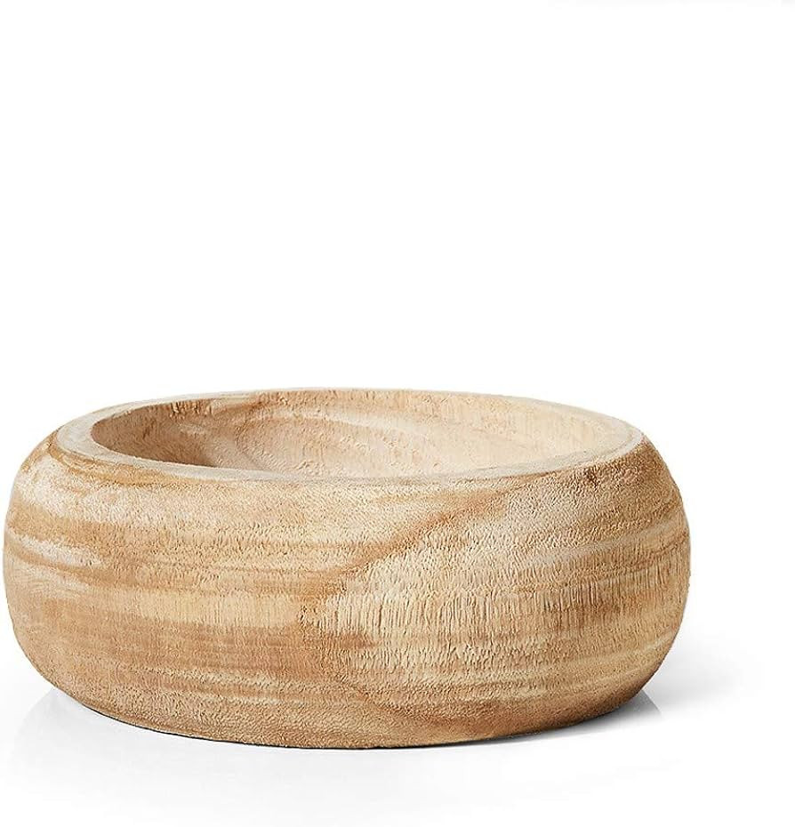 Serene Spaces Living 9.5" Paulownia Round Wood Bowl, Handmade Wooden Decorative Bowl for Décor, Part | Amazon (US)