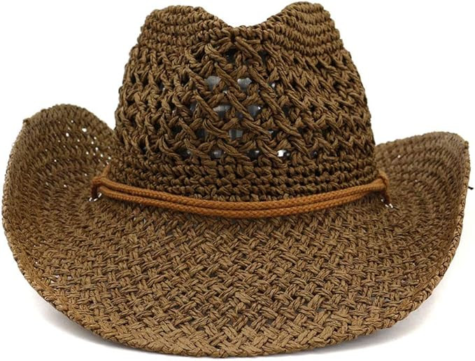 Straw Cowboy Cowgirl Hat Shapeable Wide Brim Staw Beach Sun Hat for Men and Women | Amazon (US)